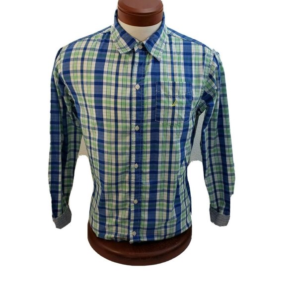 Nautica Boys Men Button Up Shirt Size 18/20 Long S - Picture 1 of 8